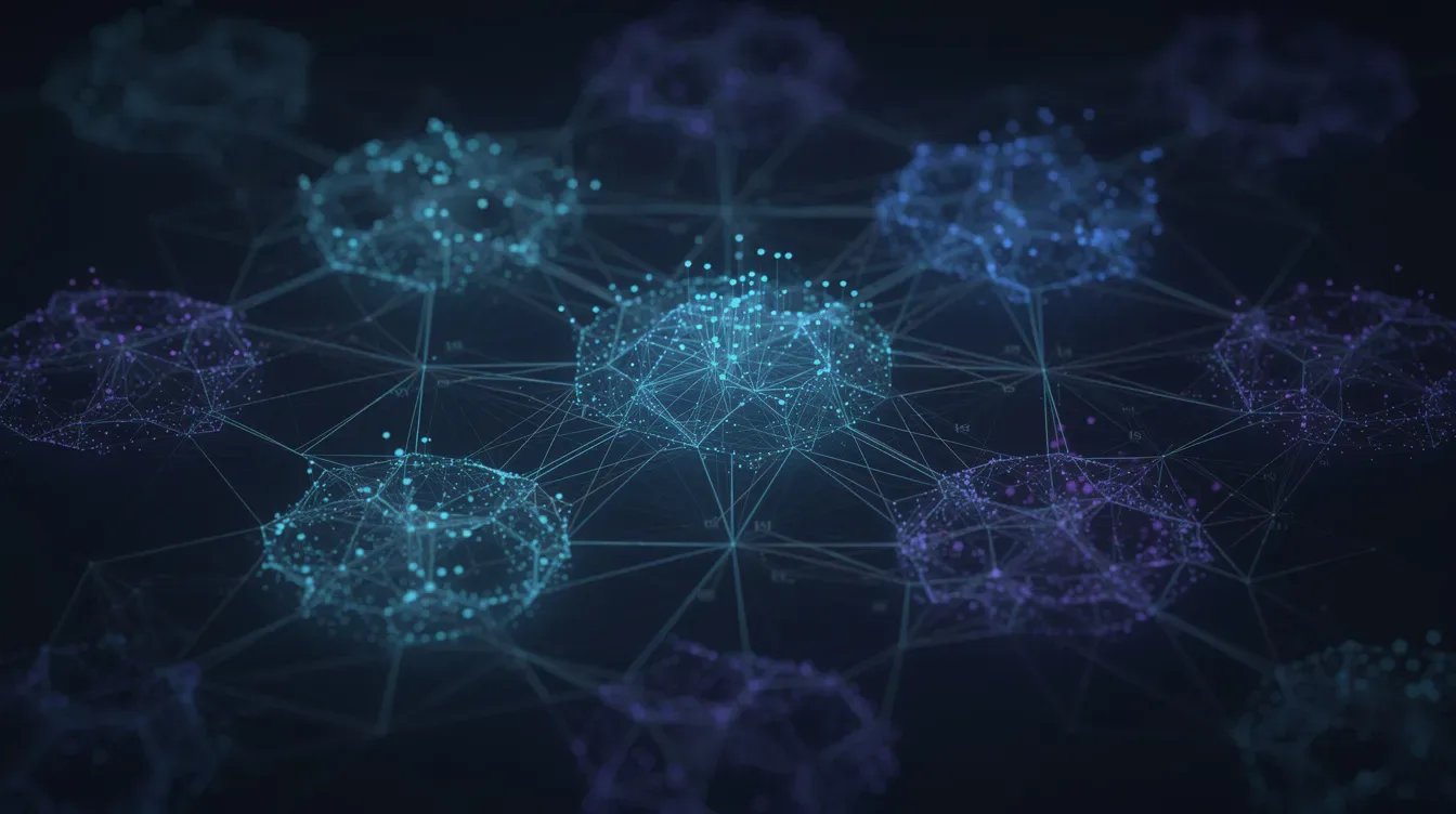 L'image abstraite représente un réseau de nœuds interconnectés, symbolisant les liens entre différents sites web.